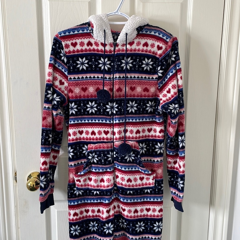 Denver Hayes Red and Blue Patterned Pajama Onesie
